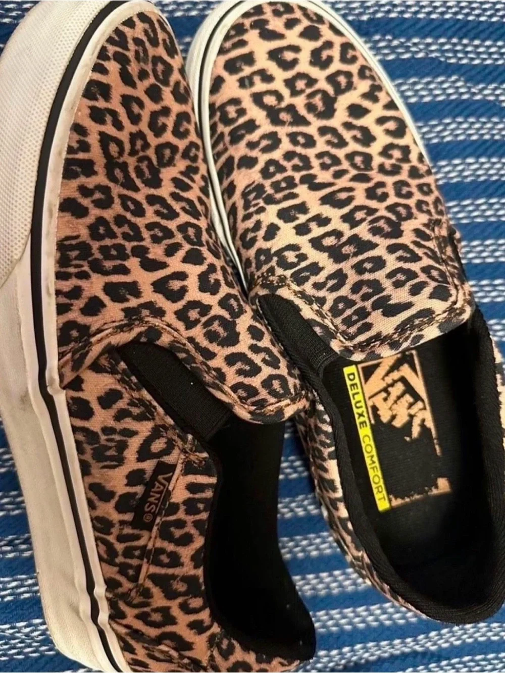 Vans Leopard Print Slip-On Sneakers in Pink and Black